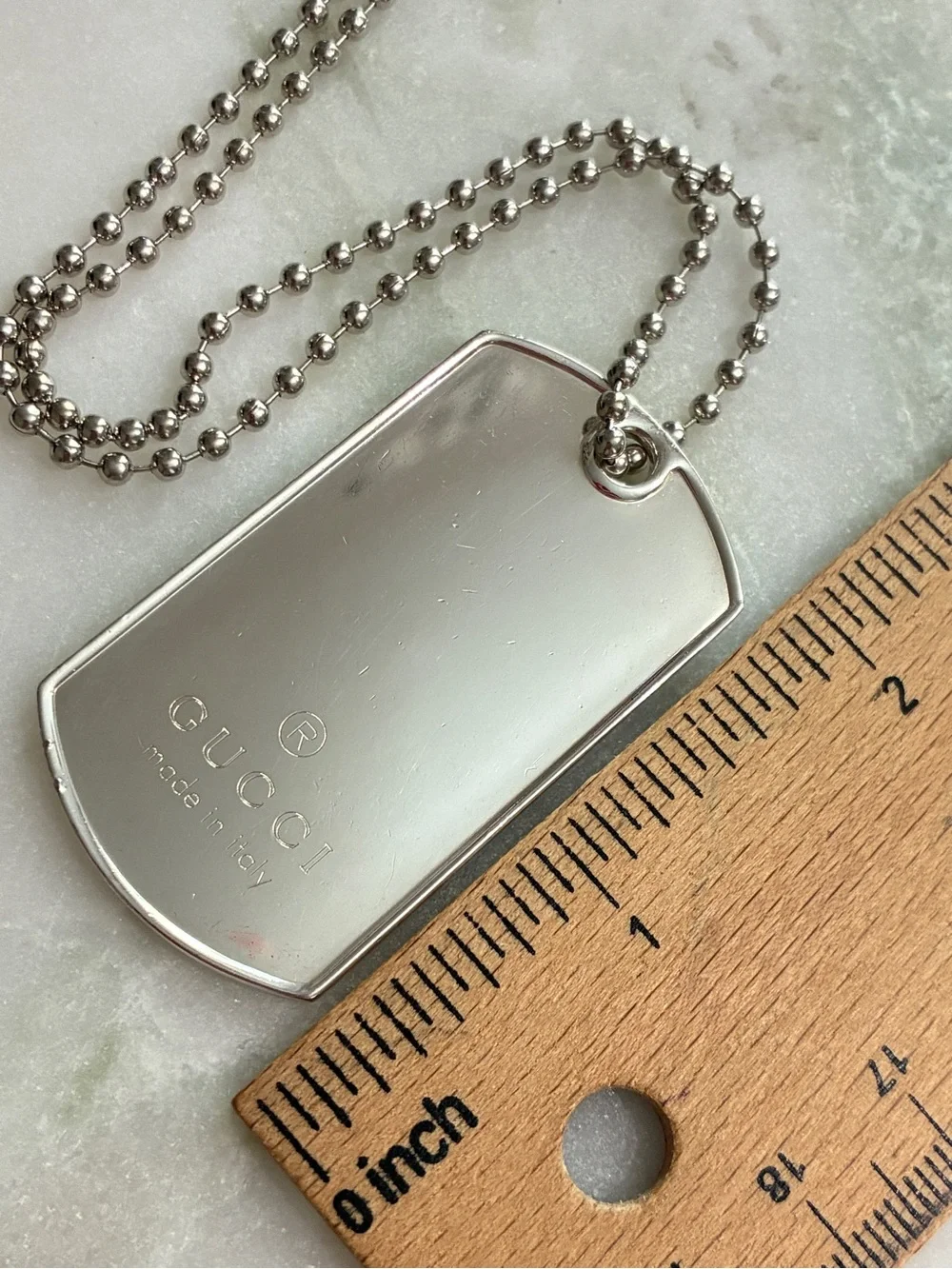 Gucci Dog Tag Pendant 925 Sterling Silver
